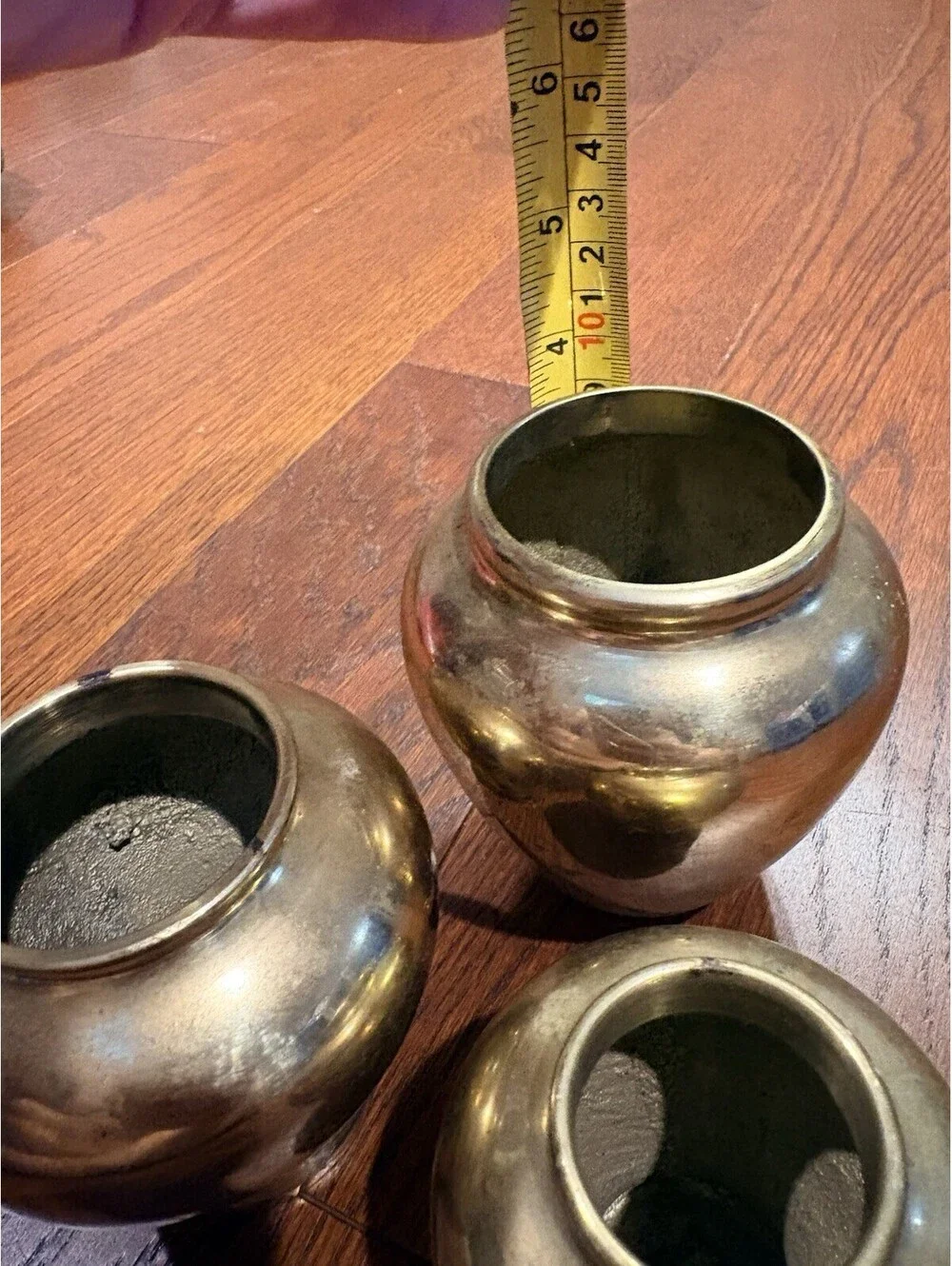 Vintage Brass Vase Lot 3 Pieces Krisna Solid Brass Heavy Various Sizes
